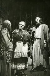 Herec neidentifikovaný,  František Dadej (Obadja), František Kmec (Manahen); zdroj: archív Divadelného ústavu